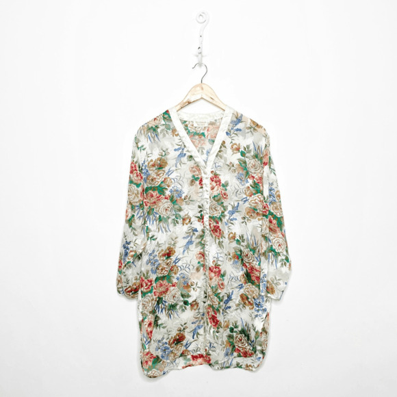 Victoria's Secret Other - VTG 80s 90s Victoria's Secret Gold Label FLORAL oversized lace nightshirt small